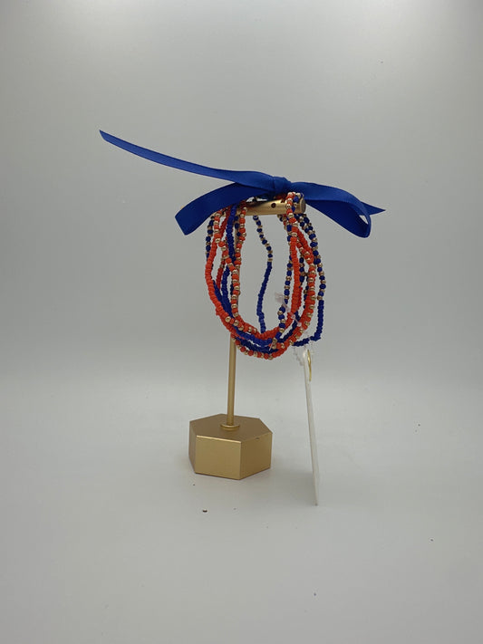 Orange & Blue Beaded Bracelet