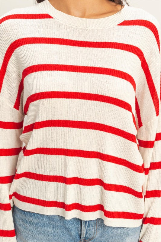 Lightweight Wide-sleeve Striped Sweater