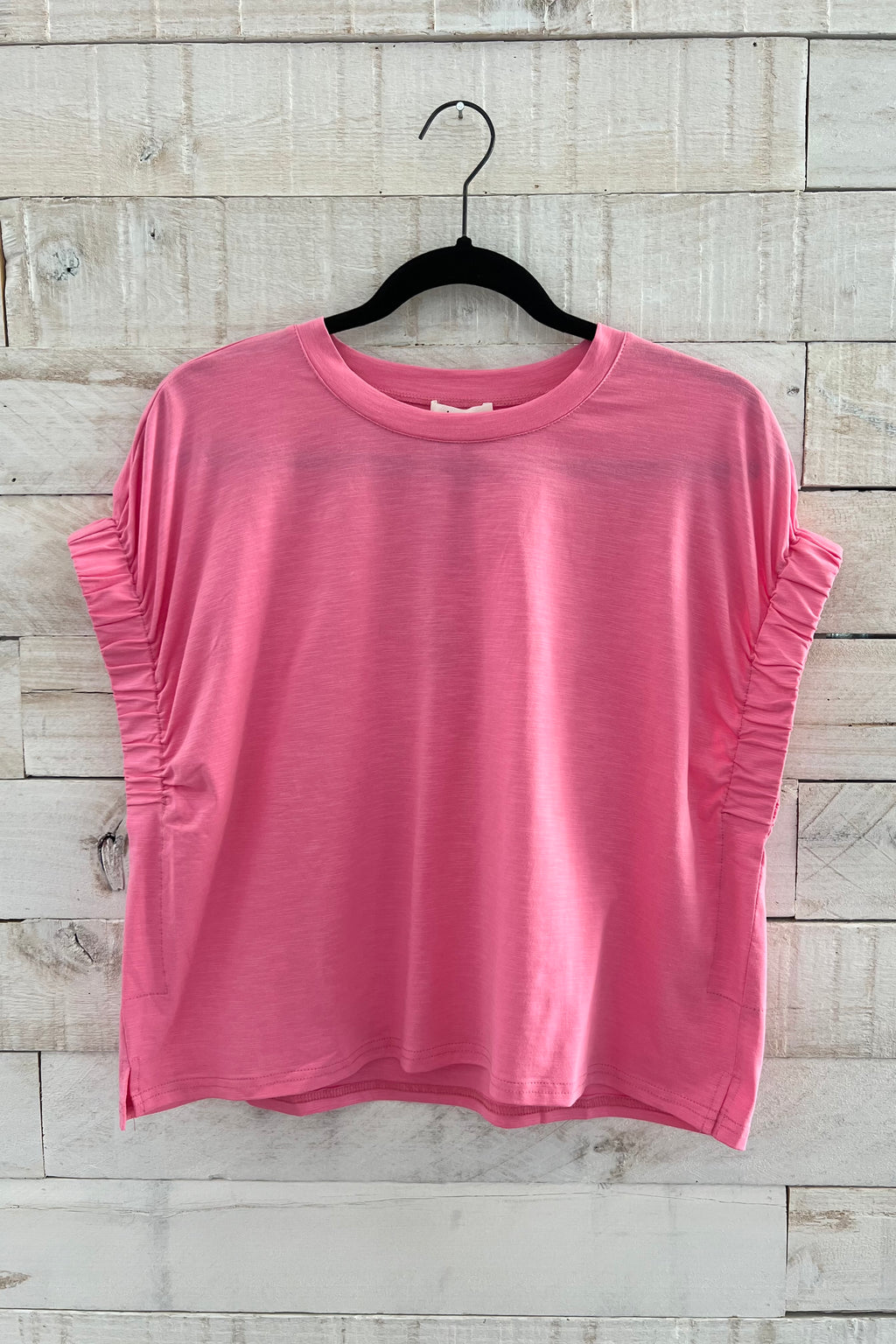 Oversized Elastic Sleeve Top- Pink