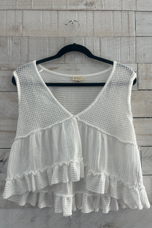 POL V Neck Gauze Tank