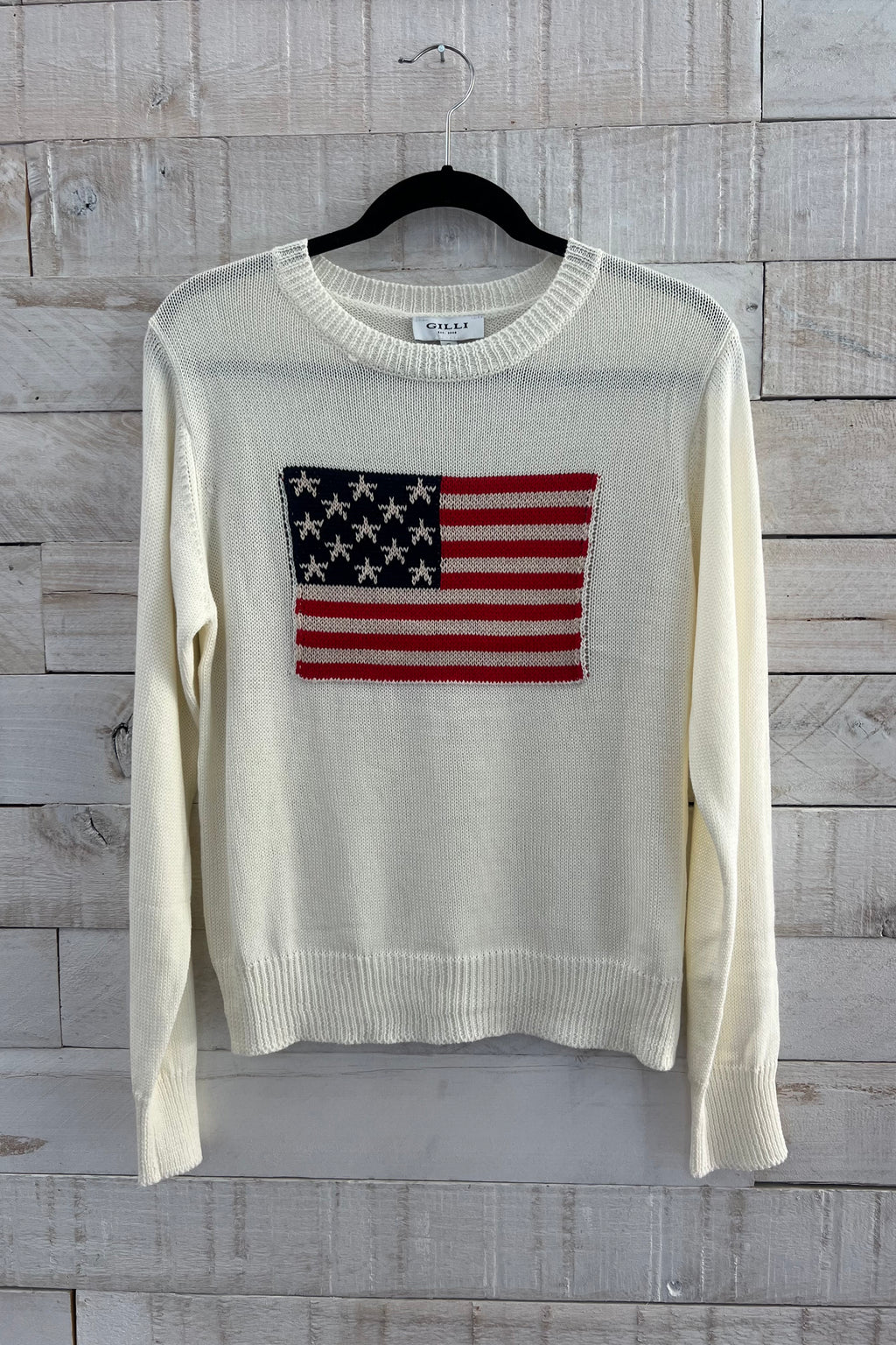 American Flag Sweater- White