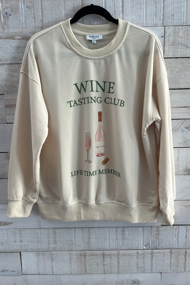 Wine Club Crewneck- Cream