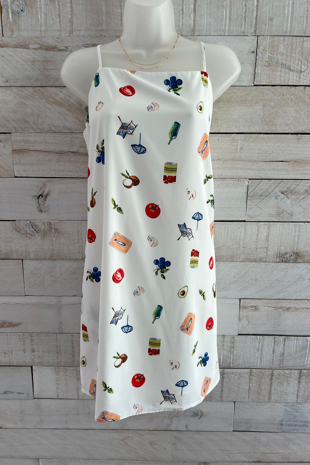 European Printed Mini Dress- White