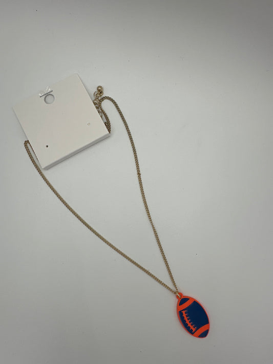 Orange & Blue Game Day Football Necklace