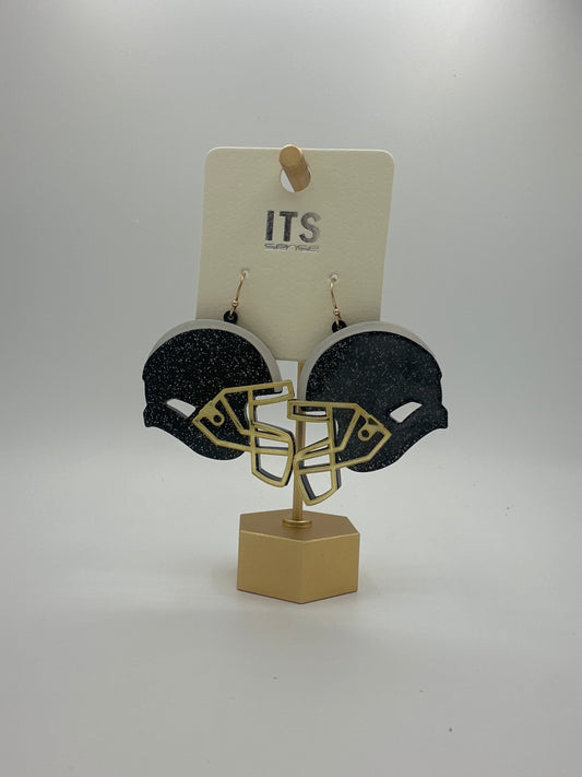 Football Glitter Helmet Earrings