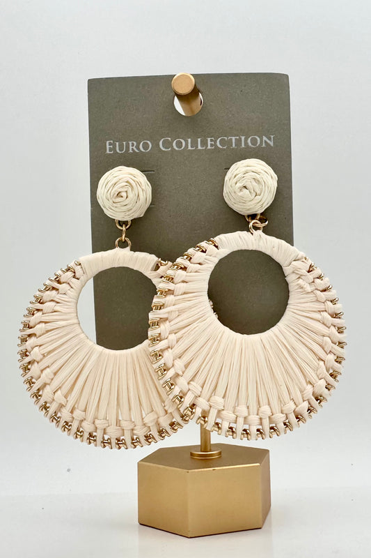 Large Boho Rafia Earring