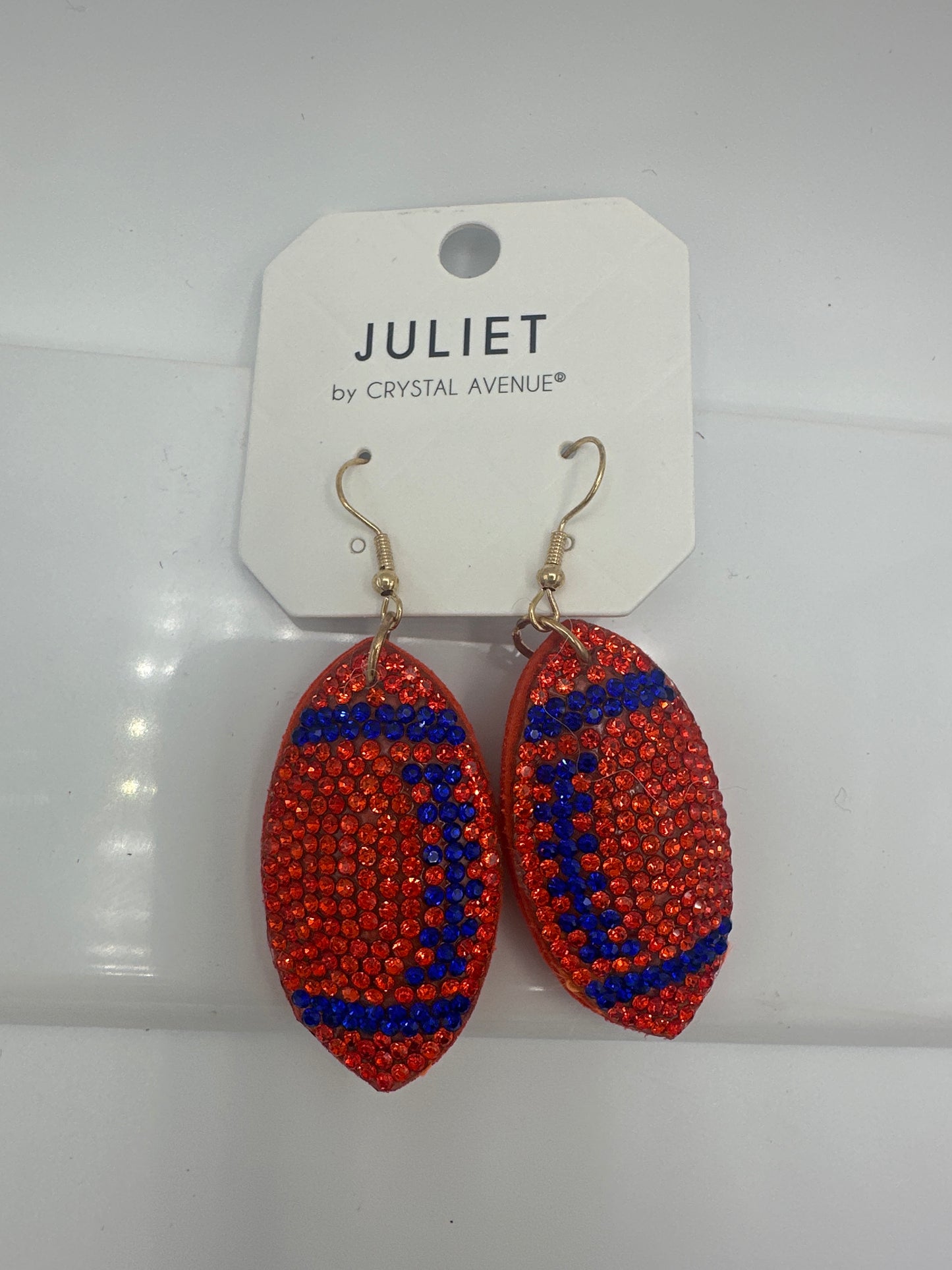 Gameday Orange & Blue Crystal Earrings
