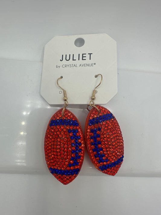 Gameday Orange & Blue Crystal Earrings