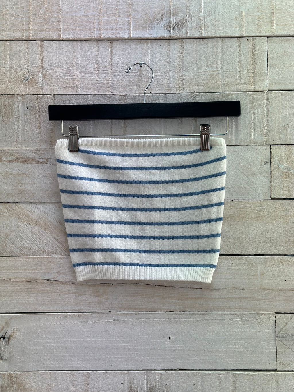 Striped Tube Top Sweater - Ivory/Blue