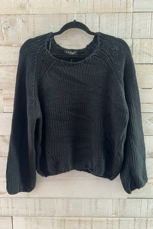 Ribbed Sweater Pullover- Black