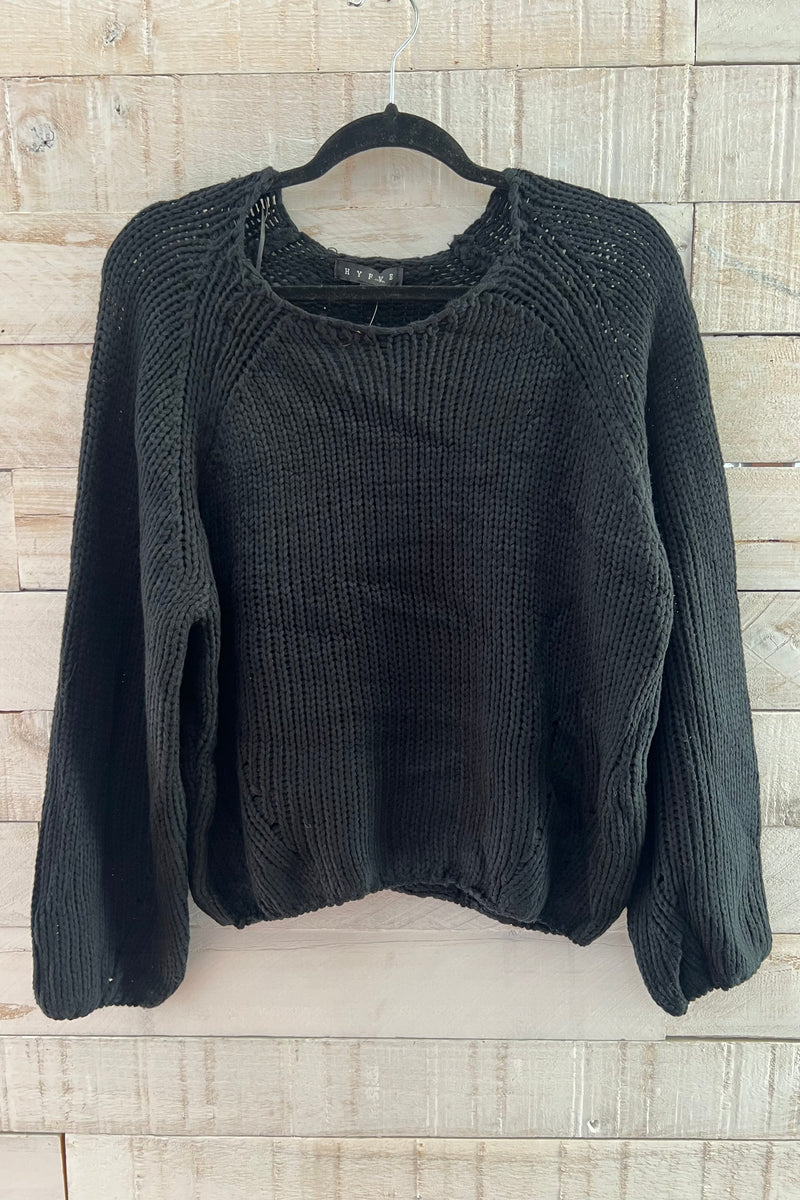 Ribbed Sweater Pullover- Black