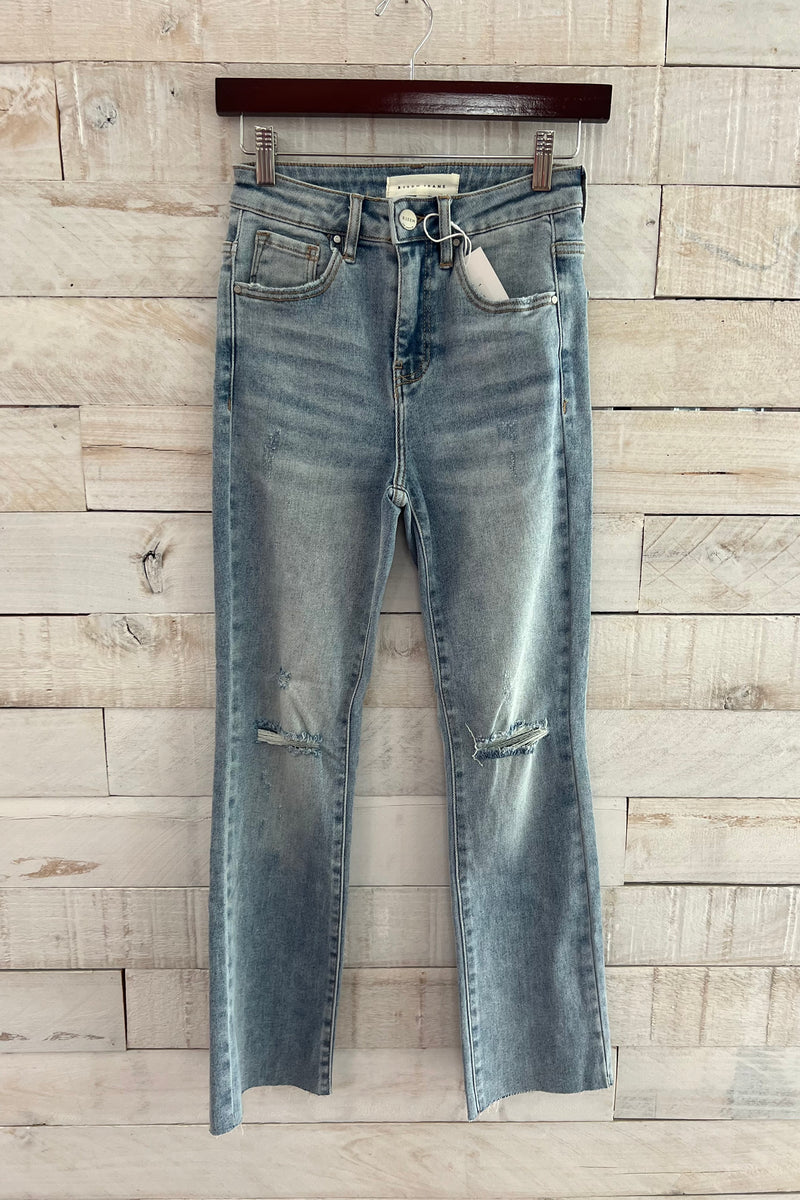 High Rise Vintage Wash Jeans- Light Wash