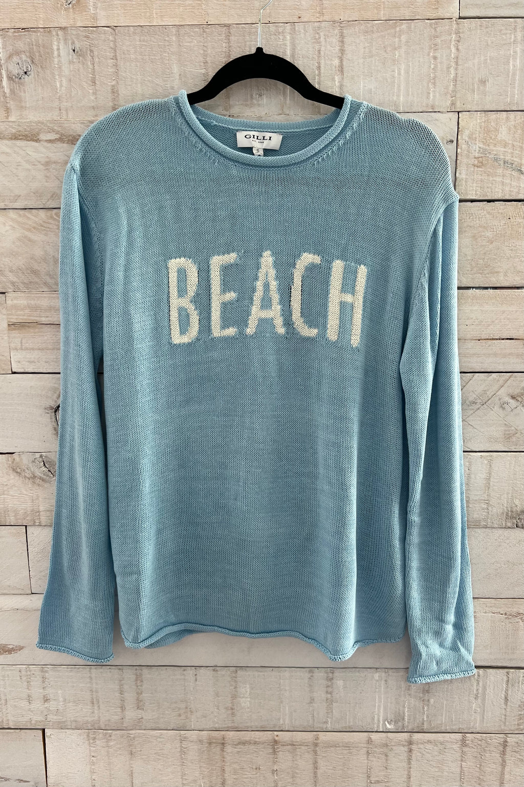 "Beach" Light Weight Sweater- Baby Blue