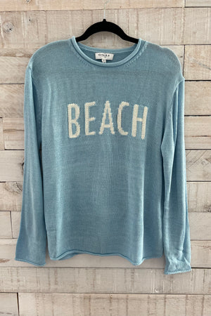 "Beach" Light Weight Sweater- Baby Blue