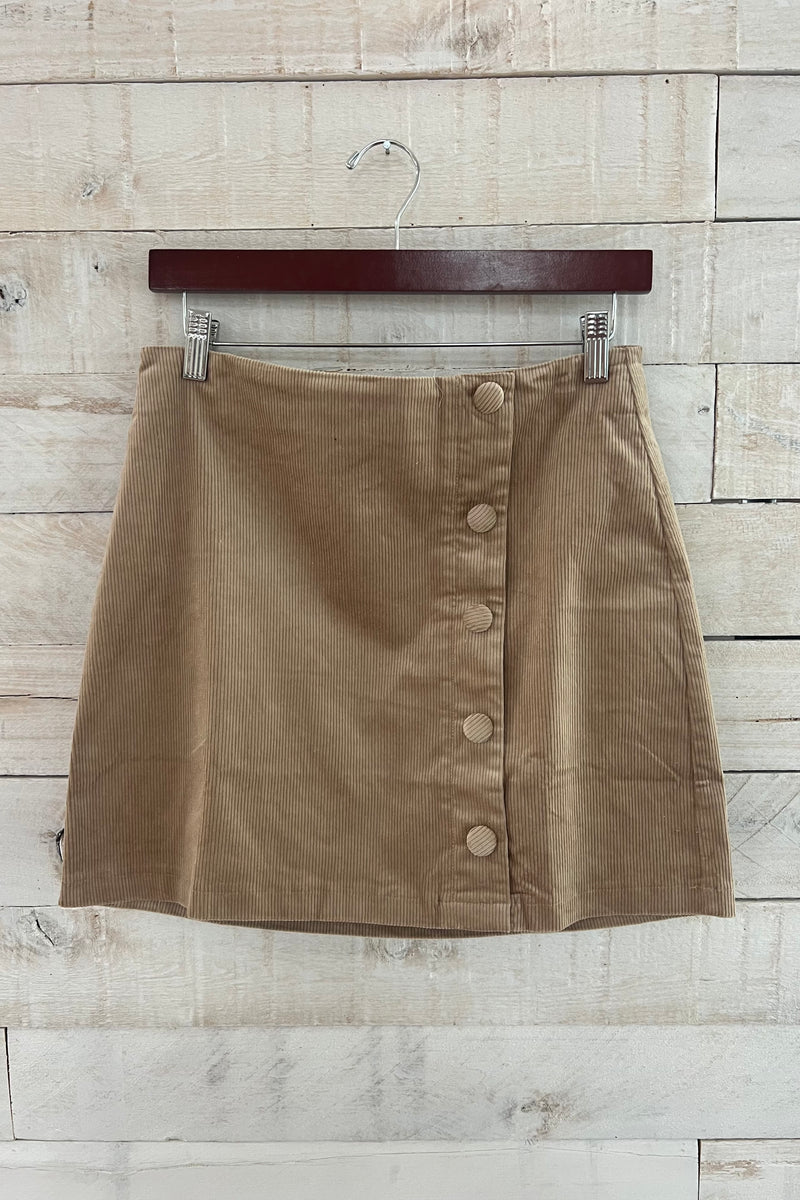 Corduroy Mini Skirt- Cocoa