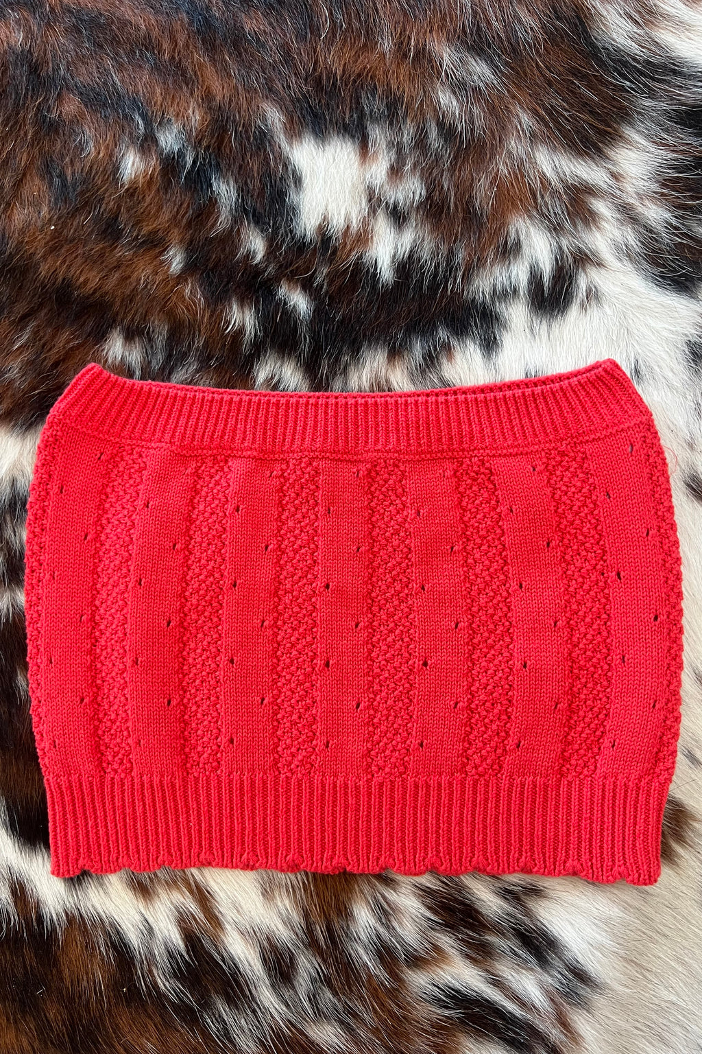 Strapless Knit Crop Top- Red