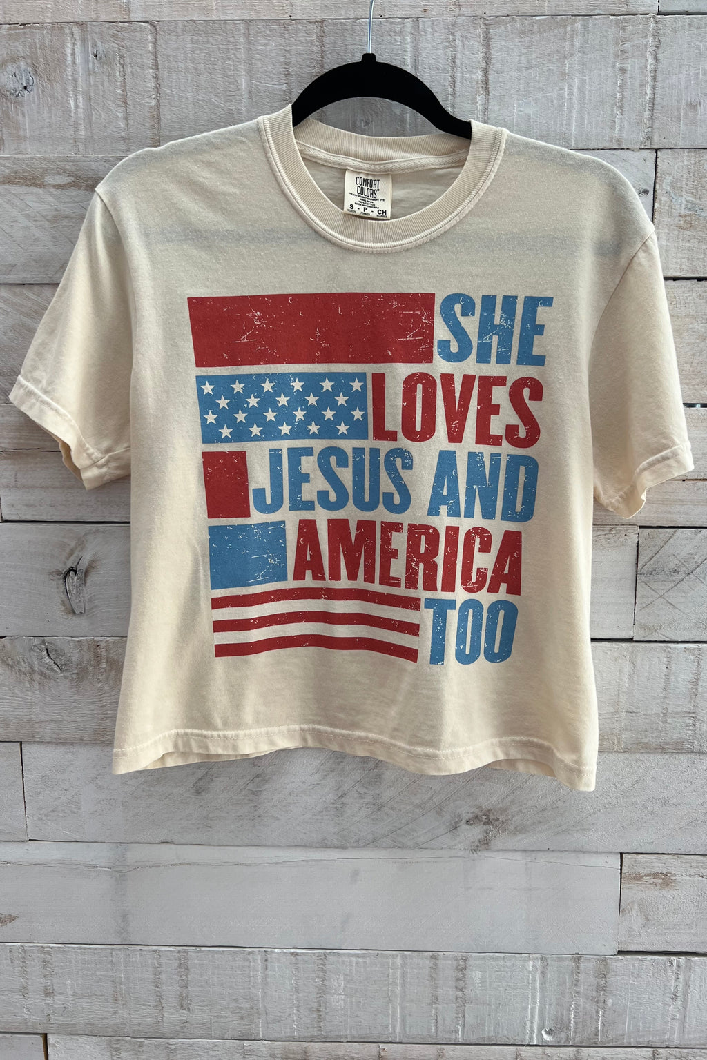Jesus and America Cropped Tee- Cream