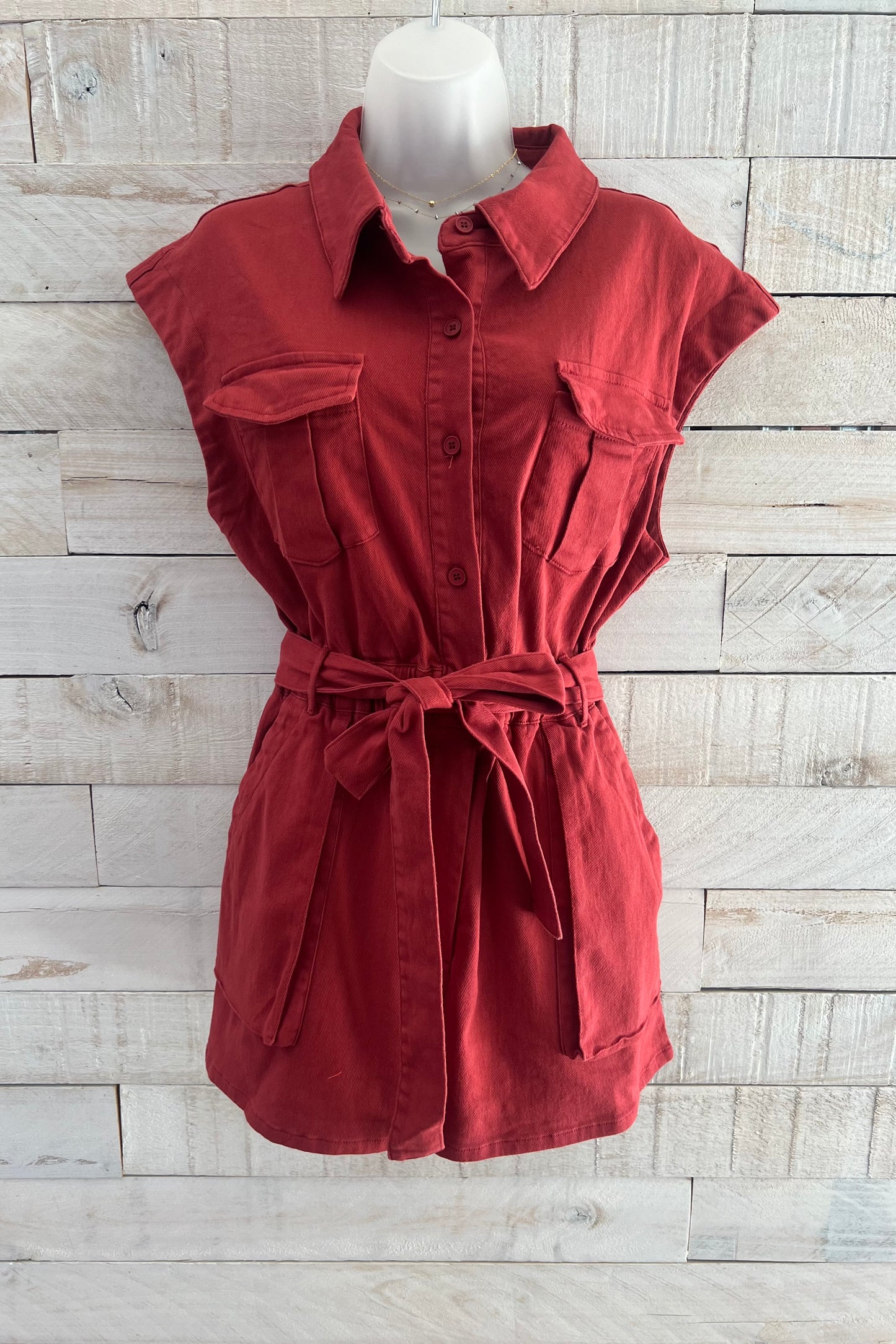 Belted Button Down Romper