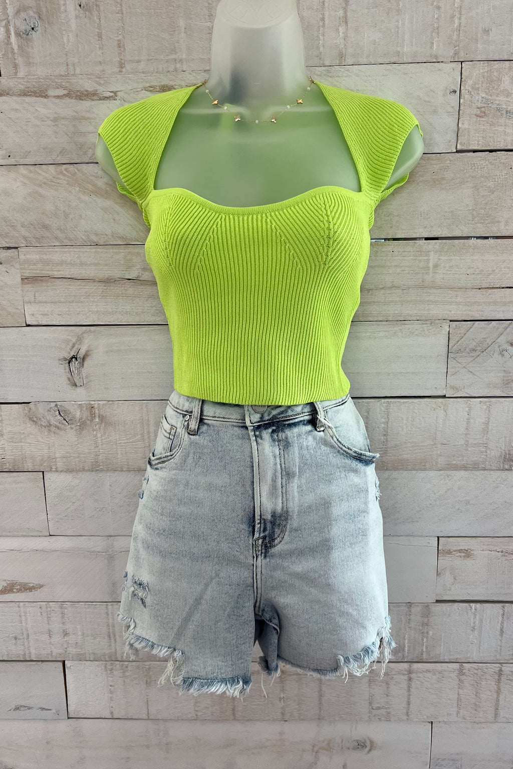 Kira Knit Top - Lime