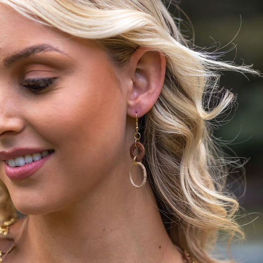 "Anju" Sachi Raffia Earrings - Two Rings