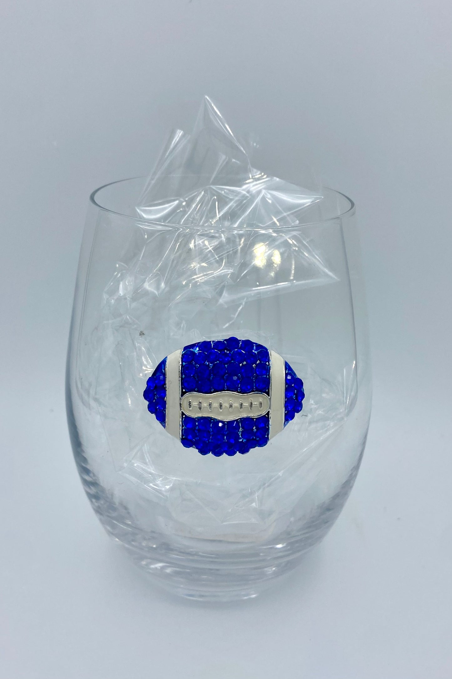 Game Day Jeweled Football Stemless Wine Glass