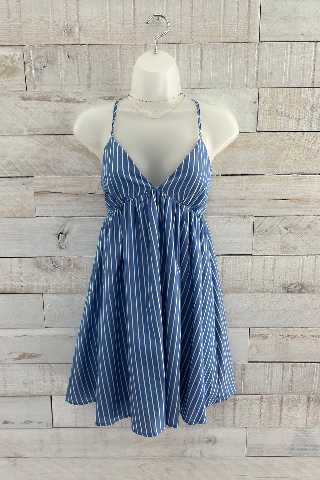 Striped Strappy Sundress- Blue