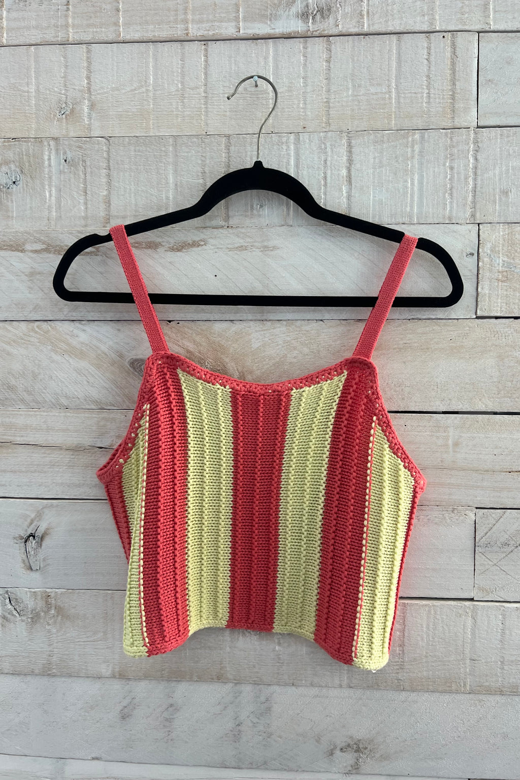 Striped Knit Tank- Coral