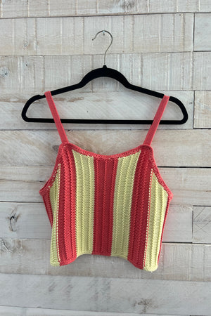 Striped Knit Tank- Coral