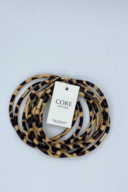 Leather Animal Print Bracelet Set (8 Bangles)
