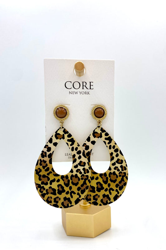 Printed Wood Teardrop Earrings