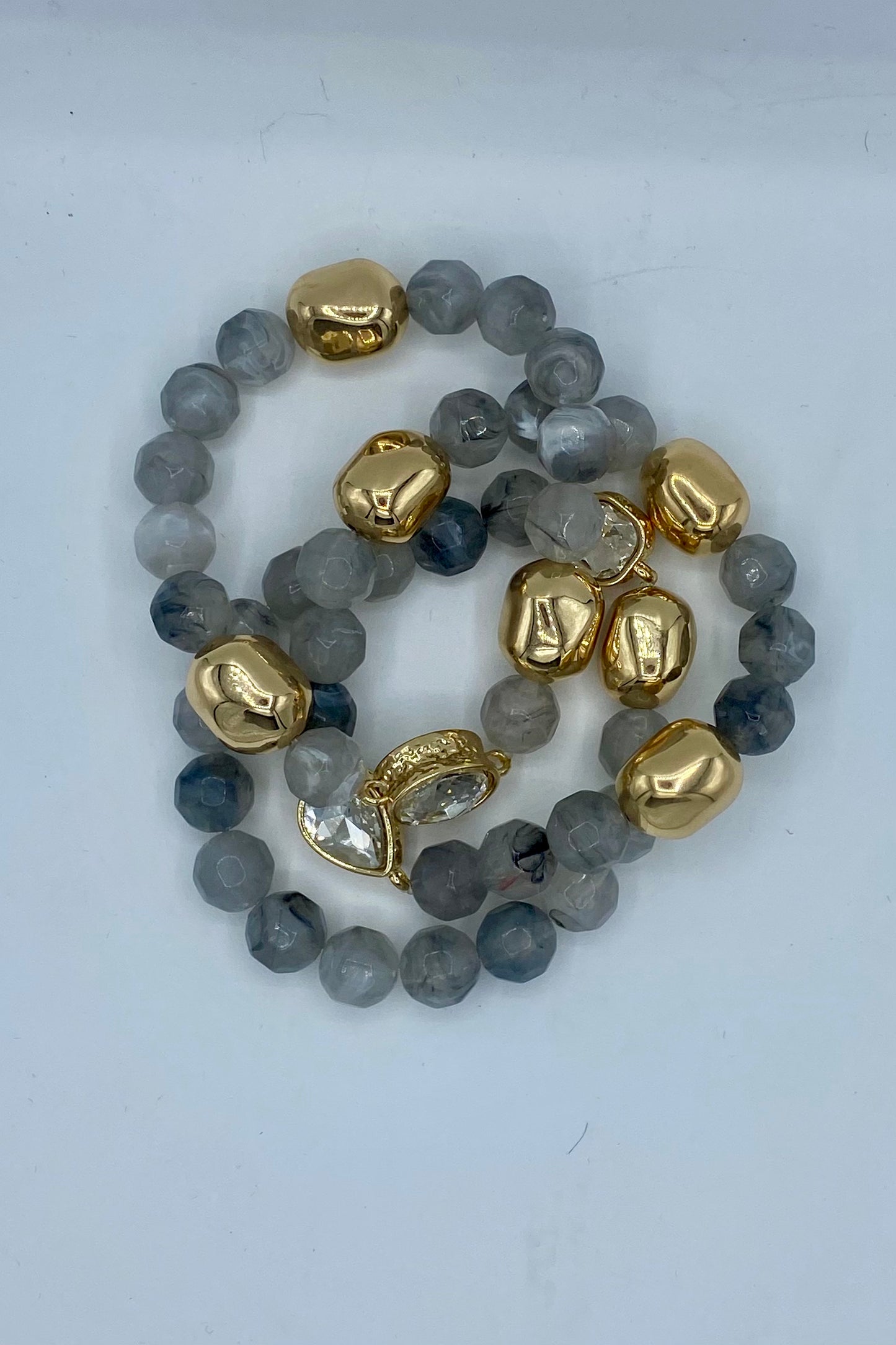 Oval & Stone Layered Bracelet