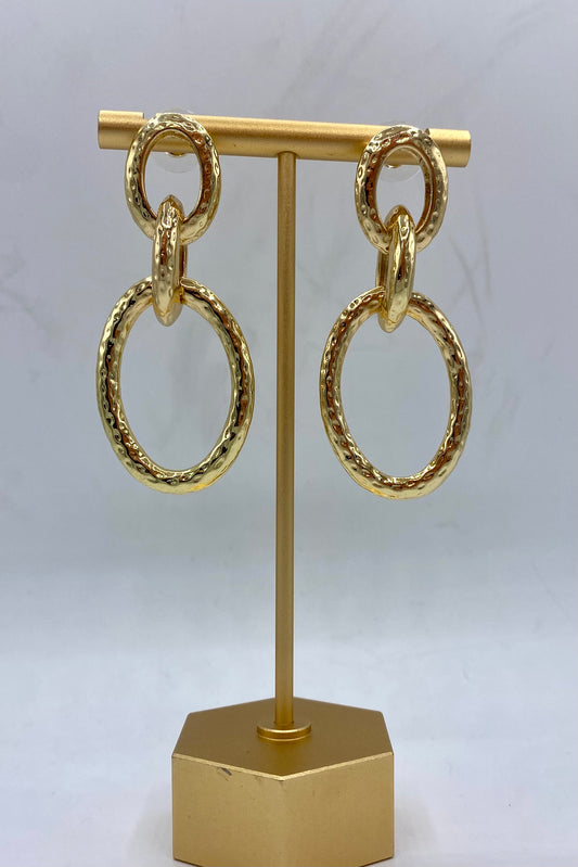 Textured Oval Linked Earrings