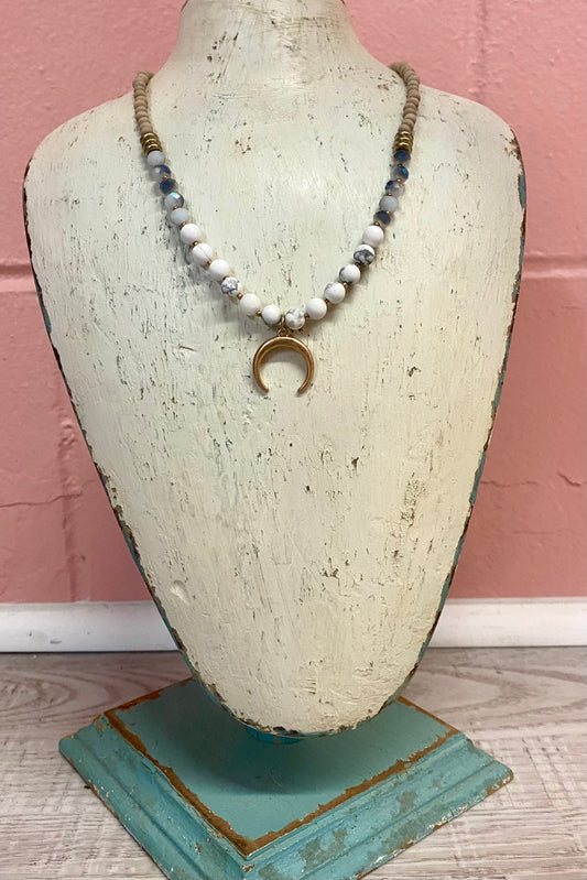 Mint Crescent Bead Choker