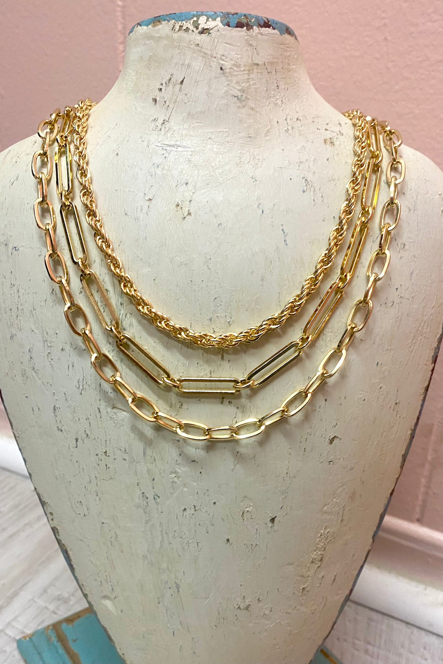 Rope & PaperClip Layered Necklace