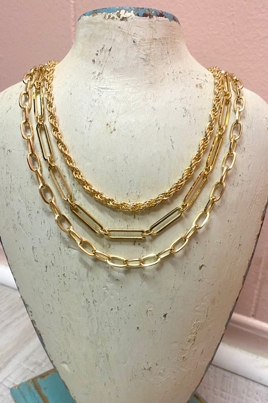 Rope & PaperClip Layered Necklace