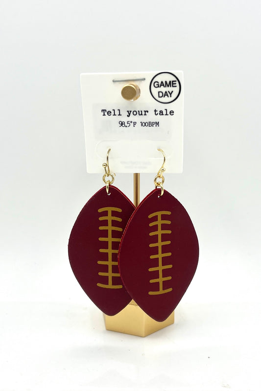 Red Football Earrings
