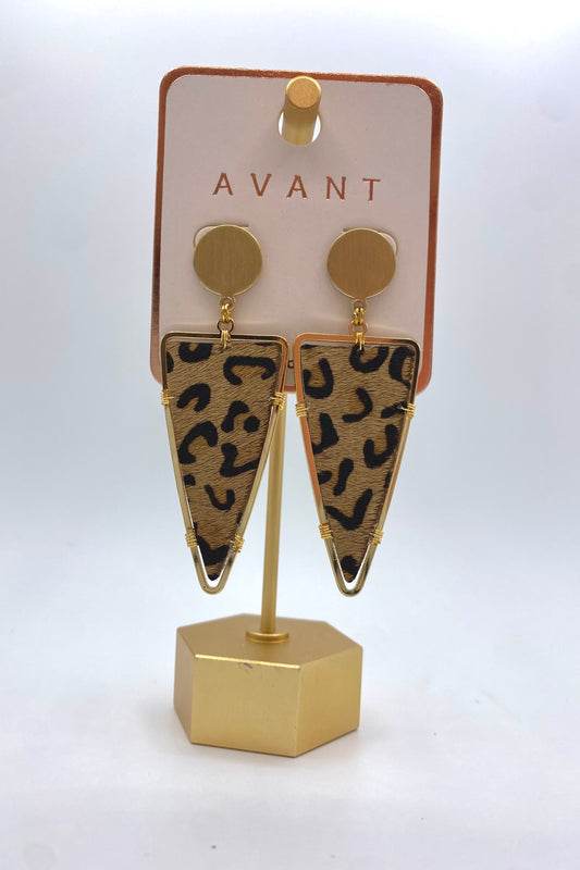Leopard Print Triangle Earrings