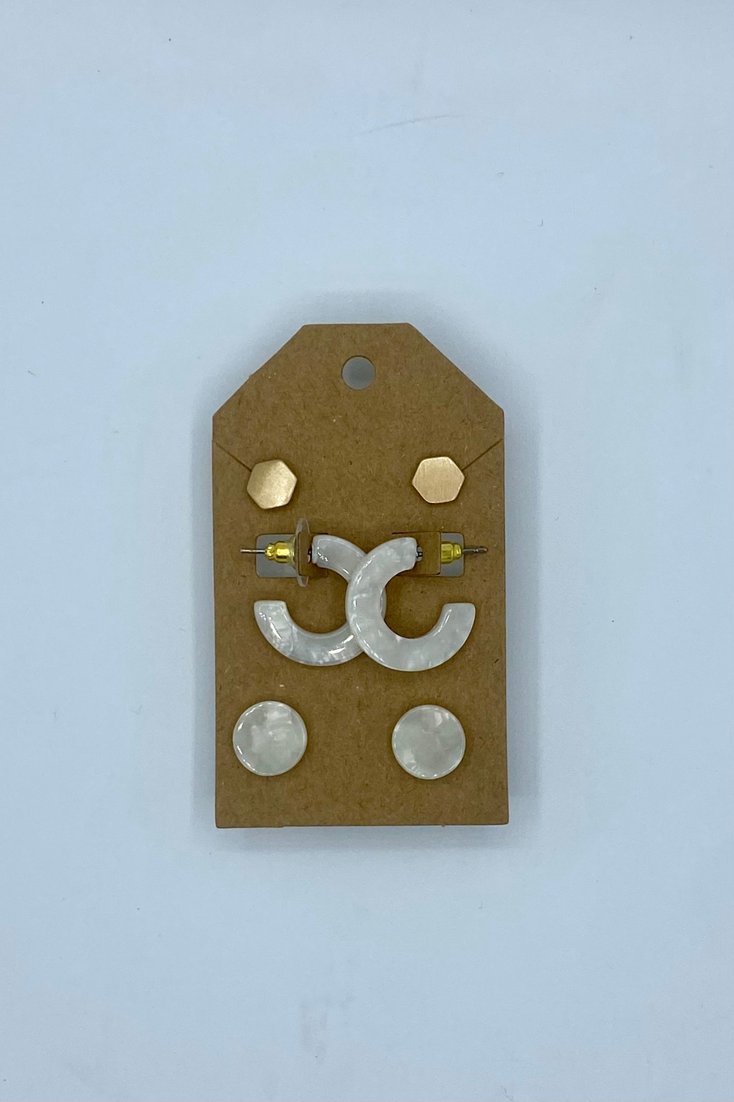 Hexagon Stud & Hoop Set