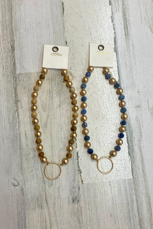 Stone & Metal Ball Necklace