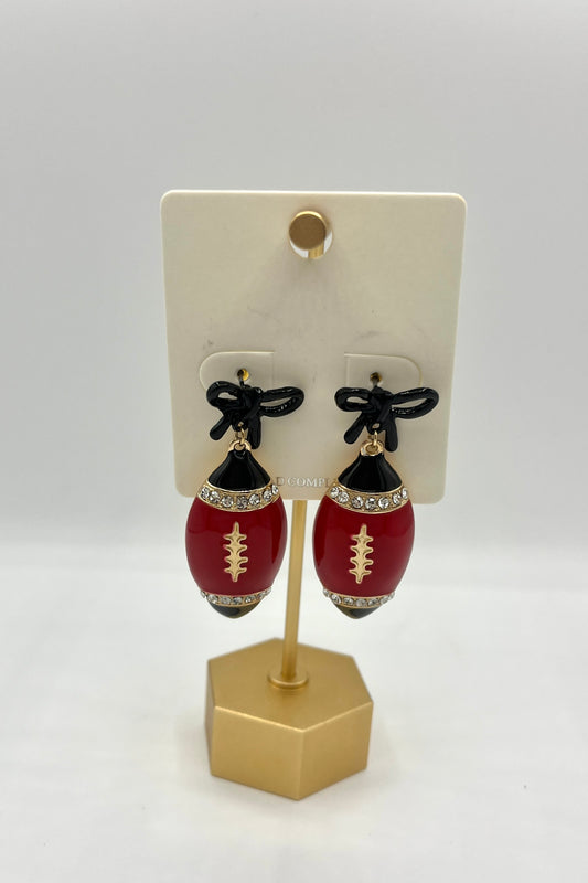Gameday Pave Football Bow Earrings