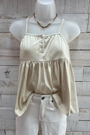 Washed Tank Top- Cream