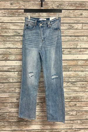90's Wide Straight Jeans- Light Wash