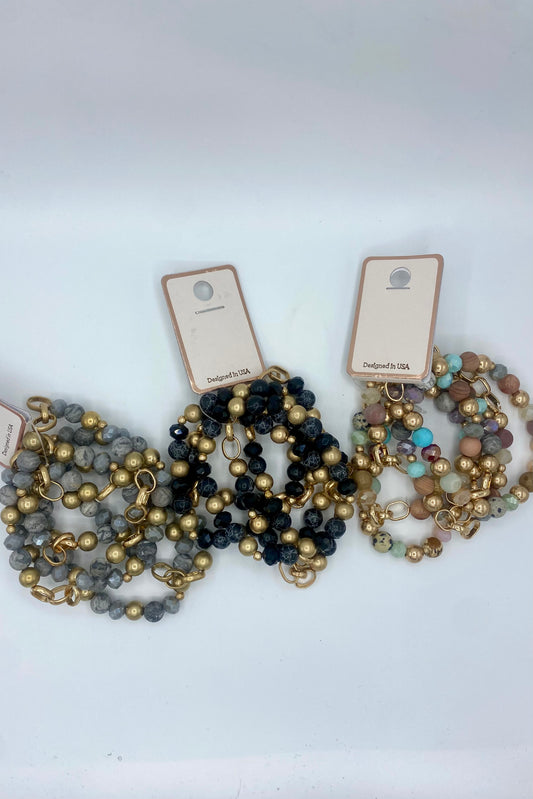 5 Row Multi Beaded Bracelet
