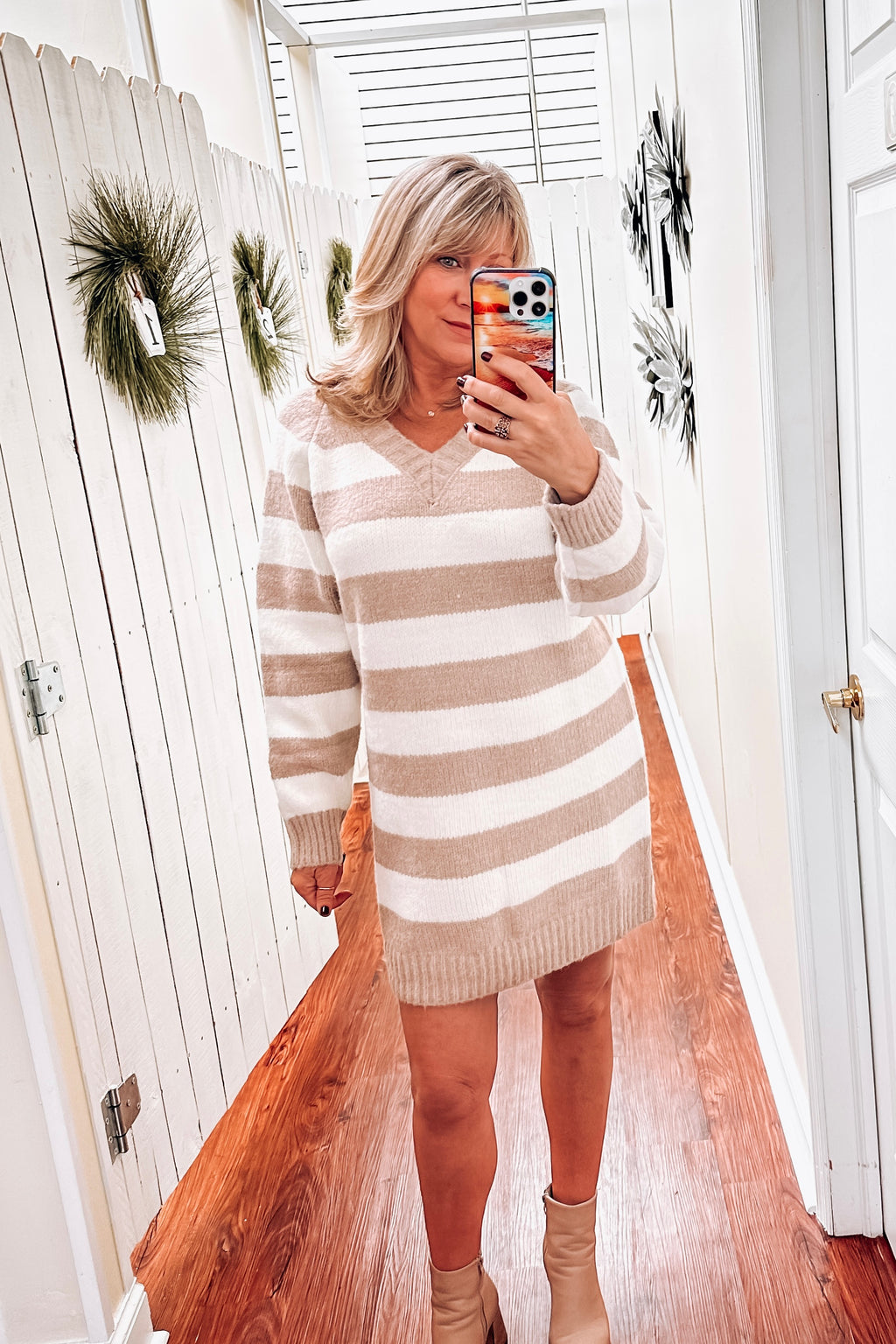 Stripe Sweater Dress - Coco/Ivory
