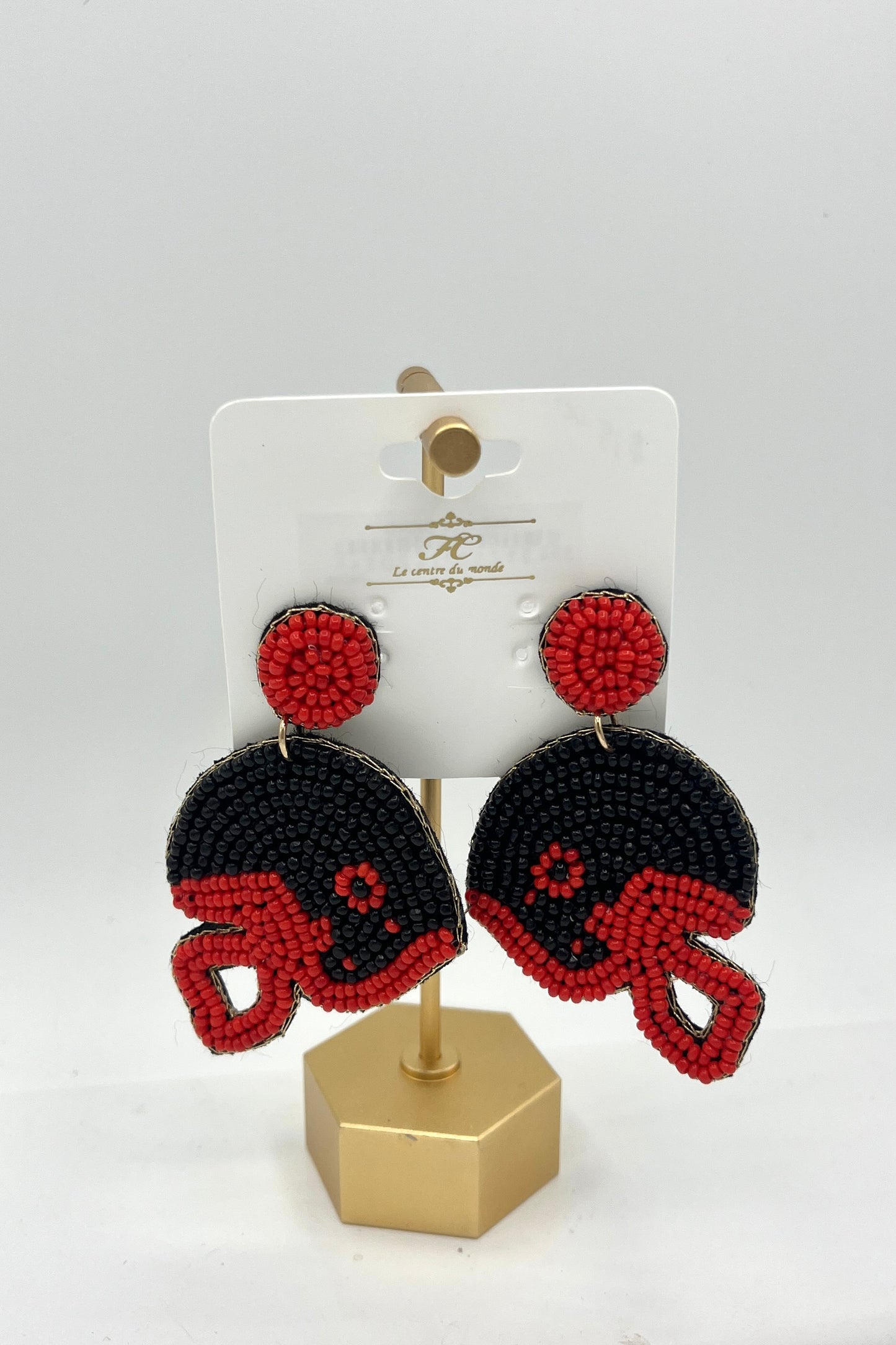 Beaded Football Helmet Earrings