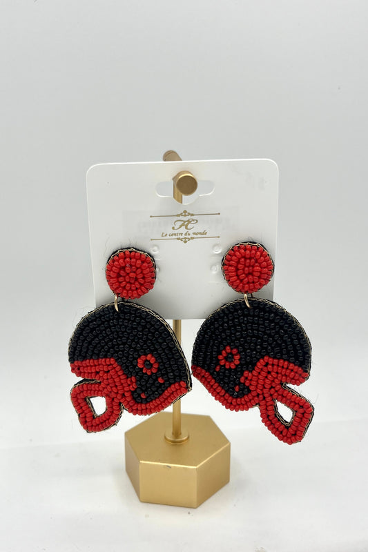 Beaded Football Helmet Earrings