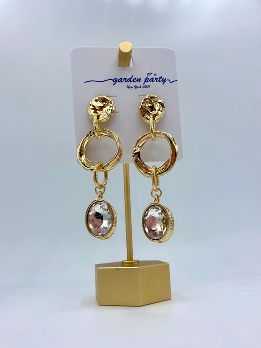 Organic Oval Stone Linked Earrings