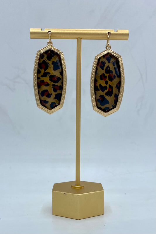 Gold Leopard Dangle Earrings