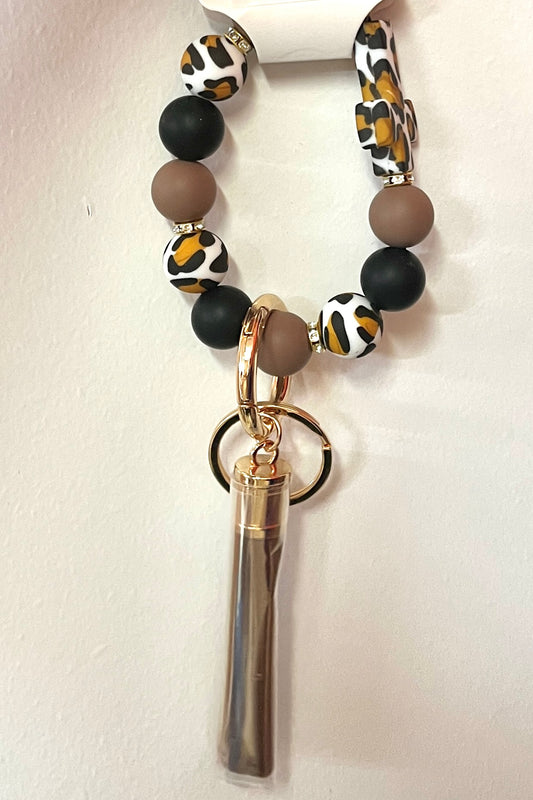 Silicone Beaded Pattern Keychain Bracelet