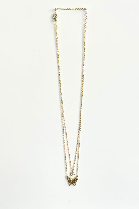 Butterfly Pendant Layered Necklace